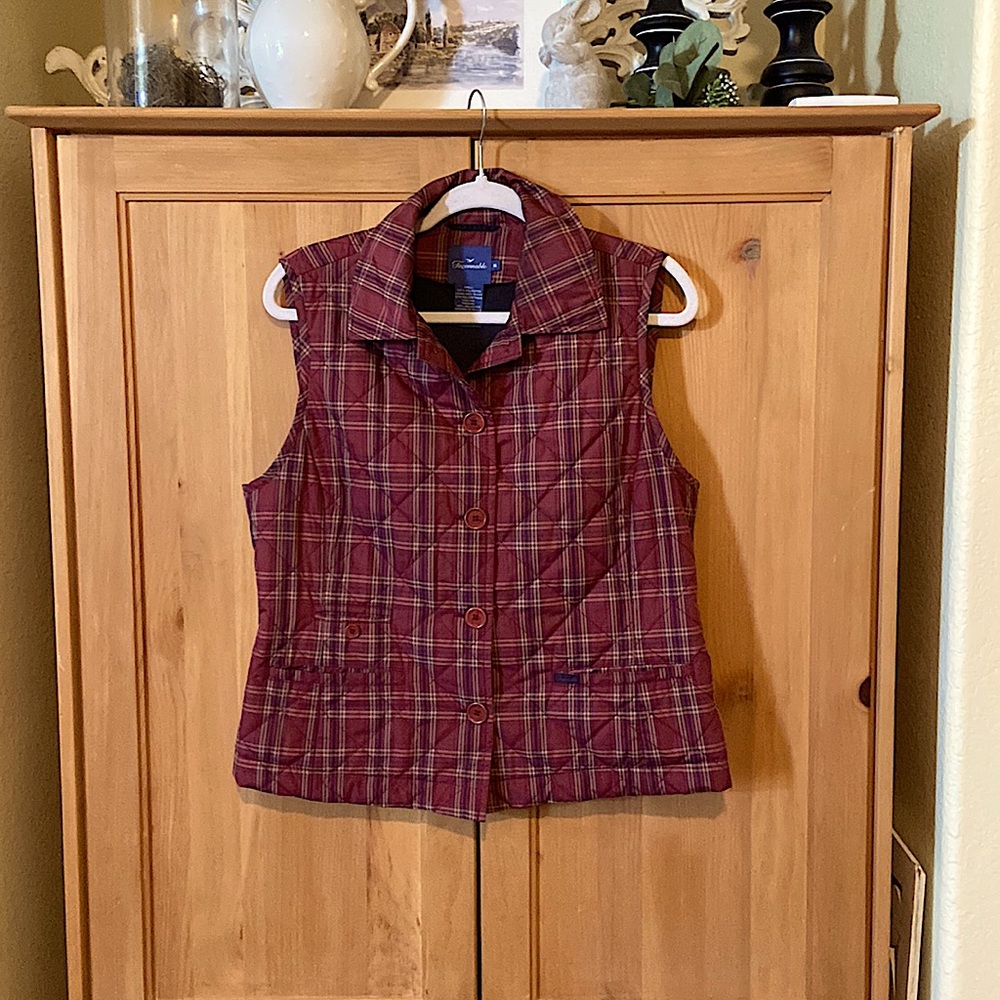 Façonnable Beautiful Plaid Puffer Preppy Vest Medium